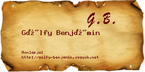 Gálfy Benjámin névjegykártya